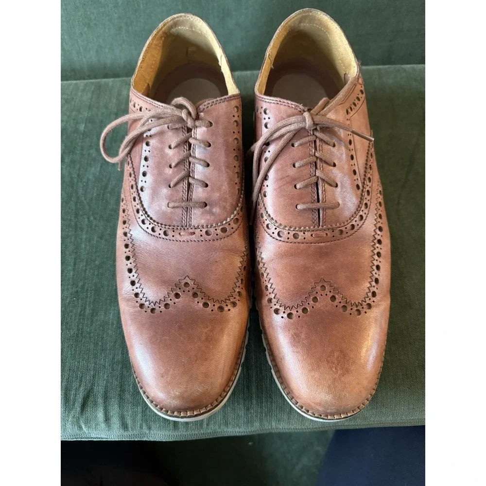 Cole Haan ZeroGrand Wingtip Oxford Dress Shoes British Tan‎ C23741 Men's 11 M